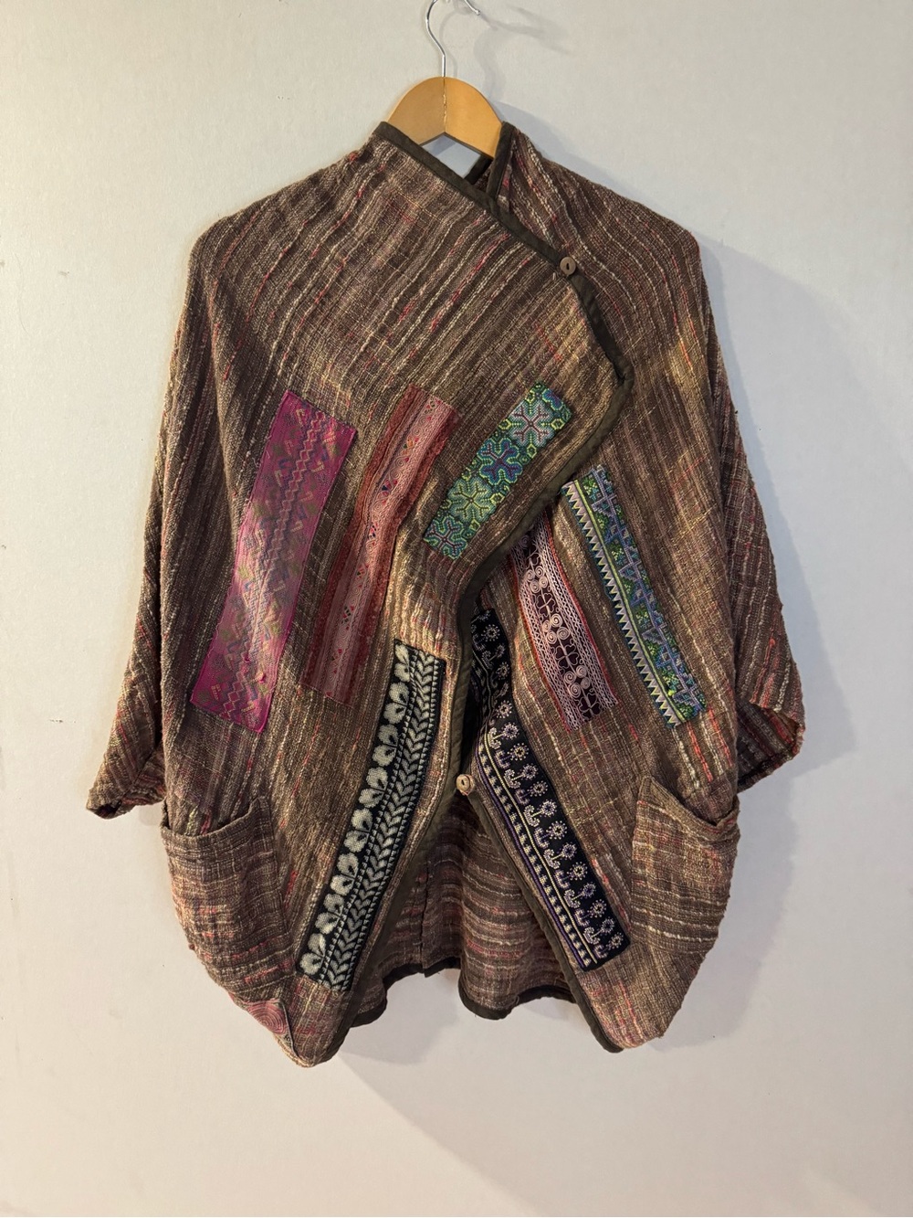 Malaika Japanese Boho Patchwork Shawl Jacket Made in Thailand One Size Artisan